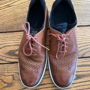 Cole Haan Brown Leather Oxfords with Perforated Design